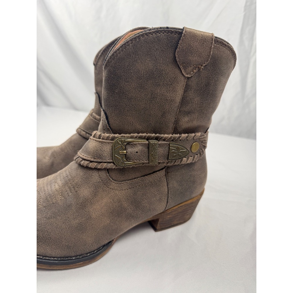 Roper Women's 8.5 Brown Western Cowboy Boots Buckle Harness Side Zip - Picture 2 of 7